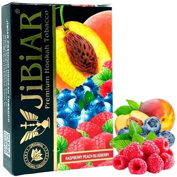 Купити тютюн Jibiar 50gr. Raspberry Peach Blueberry Замовити тютюн Jibiar 50gr. Raspberry Peach Blueberry