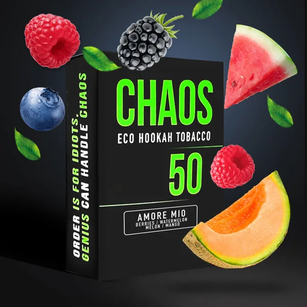 Замовити тютюн Chaos 50g. Amore Mio (Лісові Ягоди Кавун Диня Манго)